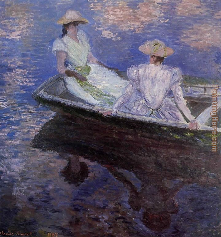 Young Girls in a Row Boat painting - Claude Monet Young Girls in a Row Boat art painting